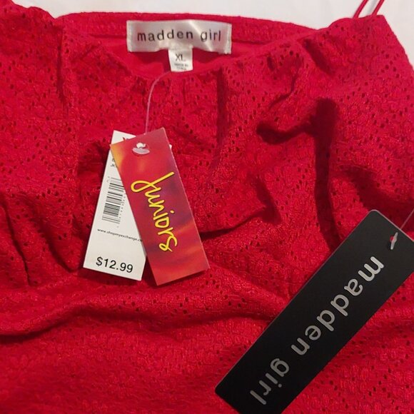 Madden Girl Junior Red Lace Bustier Tank Top Sz XL - Picture 6 of 6
